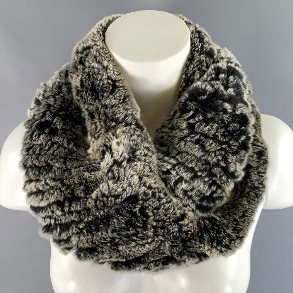 SURELL Black Light Grey Knit Rabbit Shawls - Picture 2 of 6